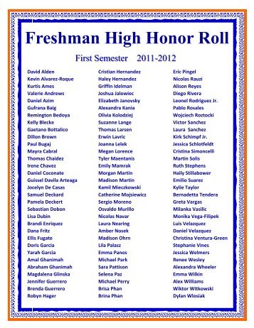 Freshman High Honor Roll - Fenton High School