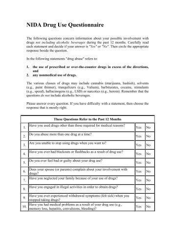 NIDA Drug Use Questionnaire