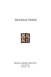 TRANSACTIONS - Royal Asiatic Society-Korea Branch