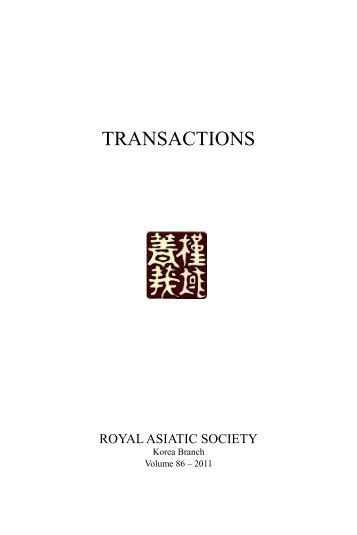 TRANSACTIONS - Royal Asiatic Society-Korea Branch