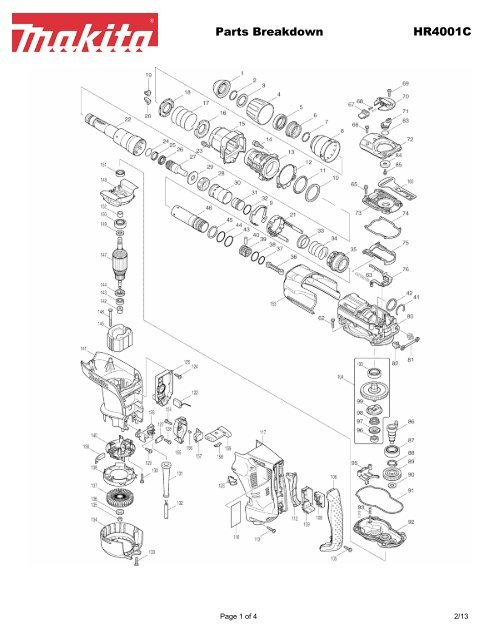 Parts Breakdown HR4001C - Makita