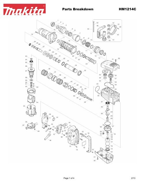 Parts Breakdown HM1214C - Makita