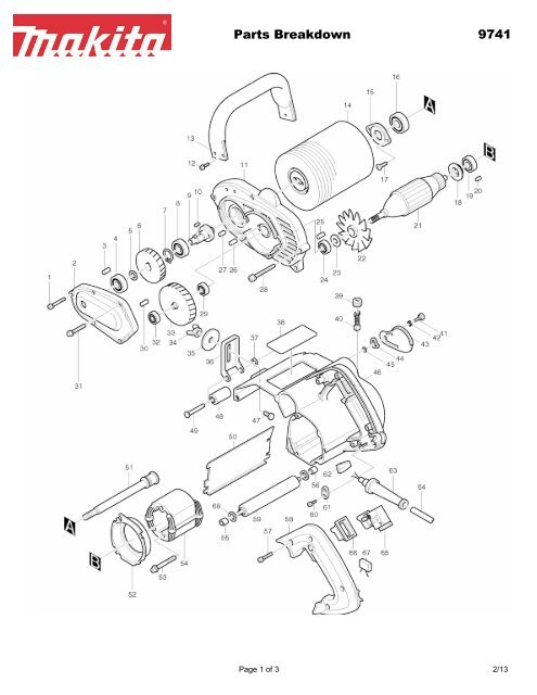 Parts Breakdown 9741 - Makita