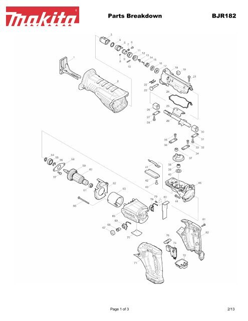 Parts Breakdown BJR182 - Makita