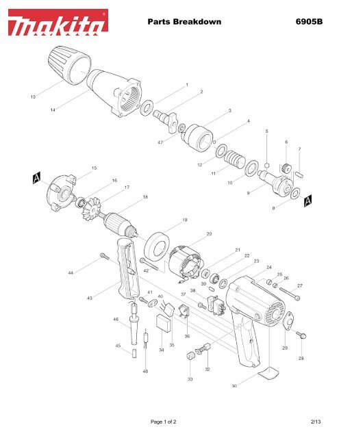 Parts Breakdown 6905B - Makita