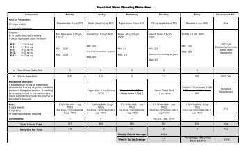 Menu Planning Worksheet - K-8 (Optional)