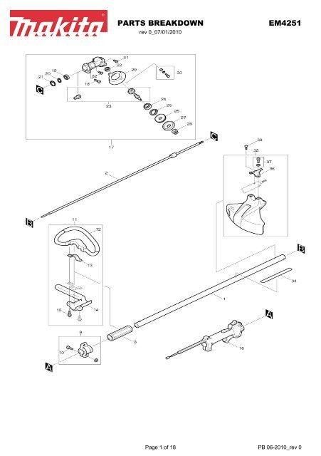 PARTS PARTS BREAKDOWN EM4251 - Makita