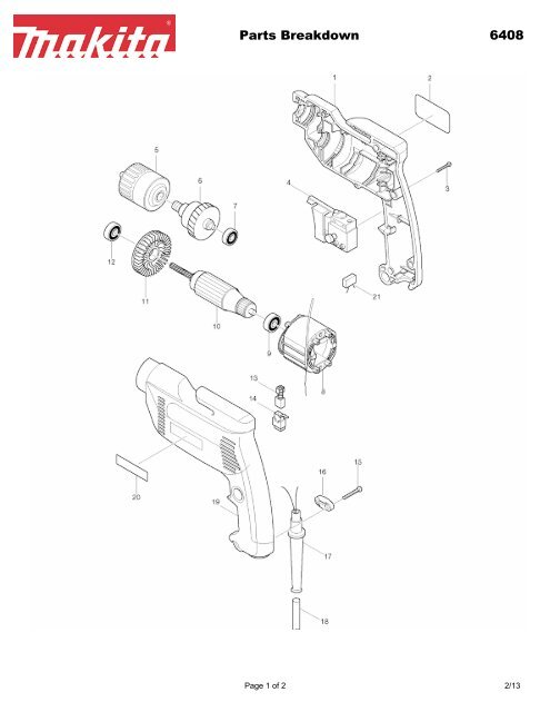 Parts Breakdown 6408 - Makita