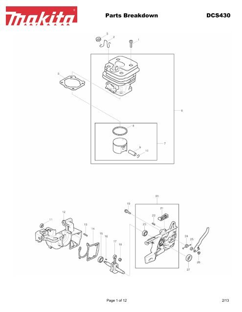 Parts Breakdown DCS430 - Makita