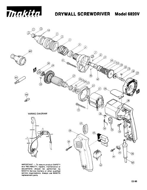 DRYWALL SCREWDRIVER Model 6820V - Makita