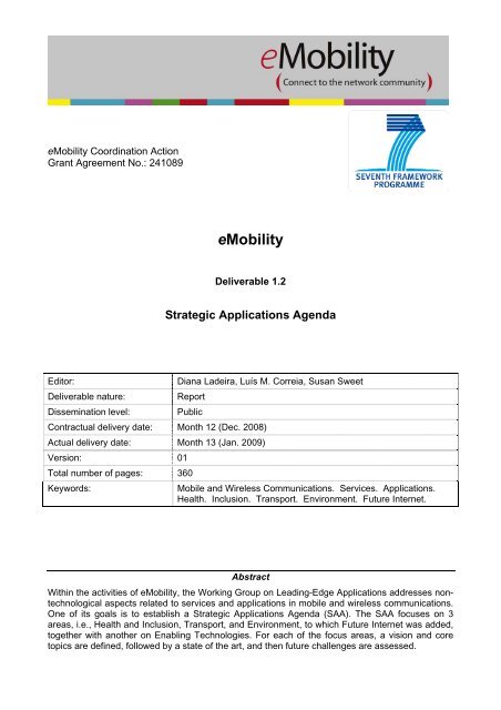 Strategic Applications Agenda for selected Key Areas ... - eMobility CA