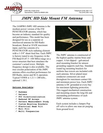 JMPC HD Side Mount FM Antenna - Jampro Antennas, Inc.