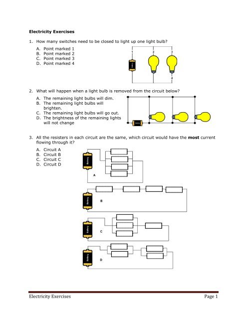 vi. Electricity Exercises - Workforce 3 One