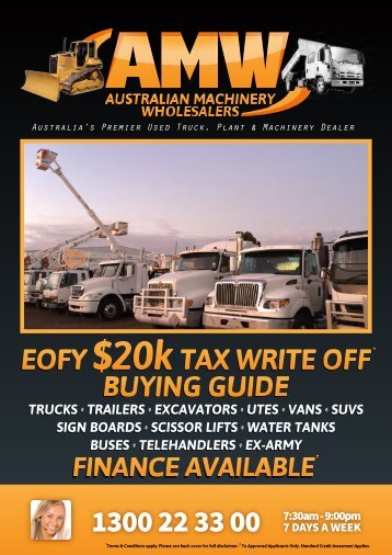 Australian Machinery Wholesalers - $20k Tax Write Off Buying Guide 2015