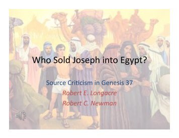 Who Sold Joseph into Egypt? - Newmanlib.ibri.org