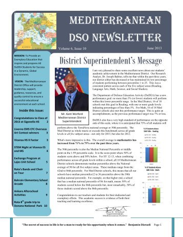 mediterranean dso newsletter - Aviano High School - DoDEA