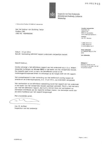 Inspectierapport Willem-Alexander - School - Stichting Tabijn