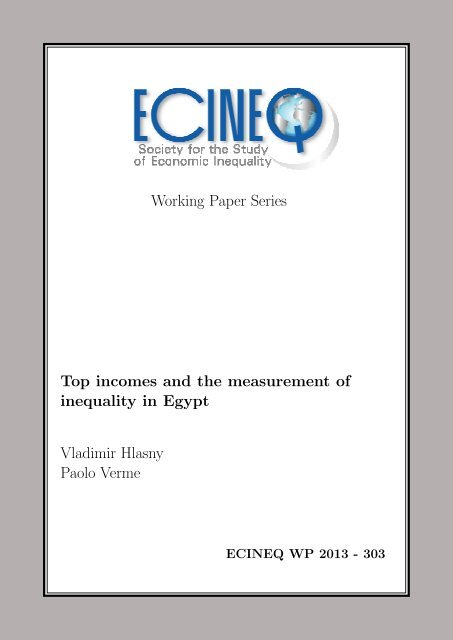 Top incomes and the measurement of inequality in Egypt - ecineq