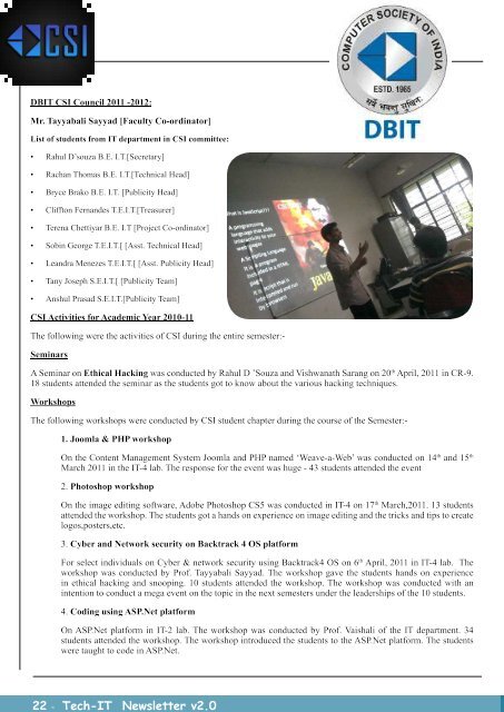 Newsletter Information Technology Department v2.0 - dbit moodle ...