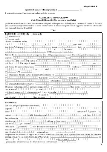 Il sottoscritto datore di lavoro comunica la - Centro Servizi Integrati ...