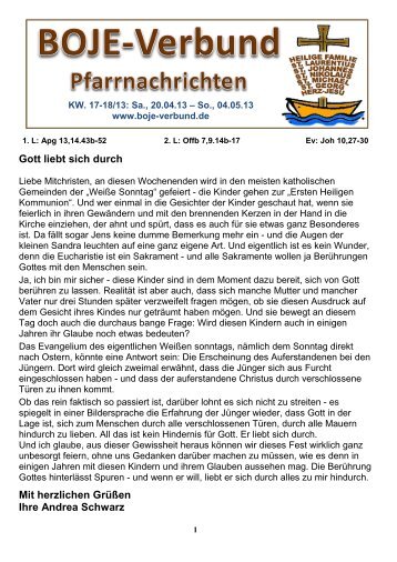 Pfarrnachrichten 17-18.2013 - Boje Verbund