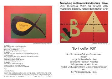 âBonhoeffer 100â - Galerie Sonnensegel eV