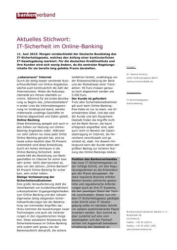 Aktuelles Stichwort: IT-Sicherheit im Online-Banking