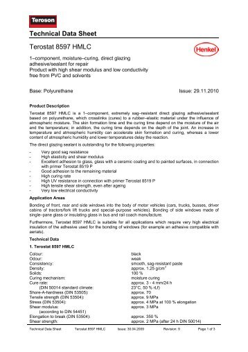 Technical Data Sheet Terostat 8597 HMLC - Loctite