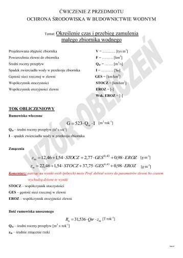 powierzchnia zlewni - Katedra InÅ¼ynierii Wodnej i Geotechniki