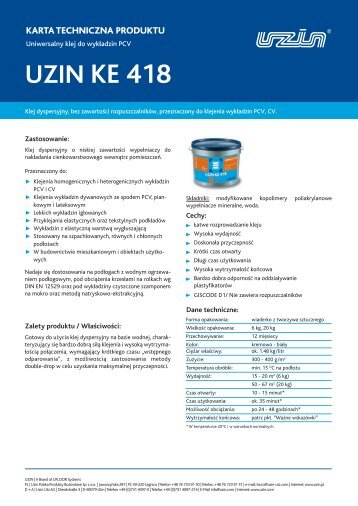 UZIN KE 418 - Klej do wykładzin PCV uniwersalny - Budmarkus
