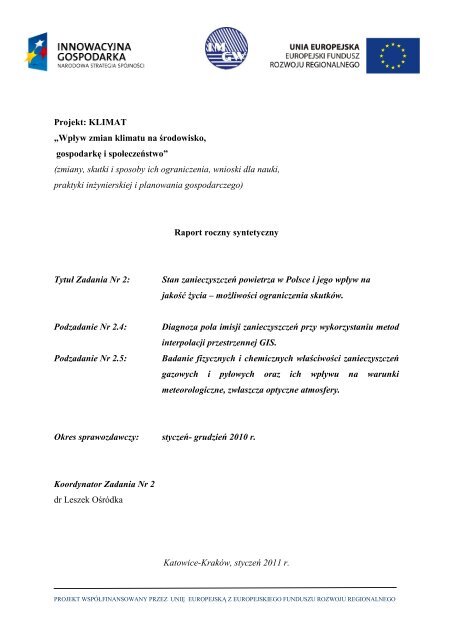 Raport Zadanie 2 - klimat - Instytut Meteorologii i Gospodarki Wodnej