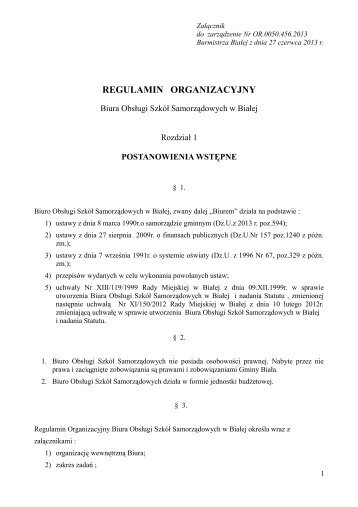 REGULAMIN ORGANIZACYJNY