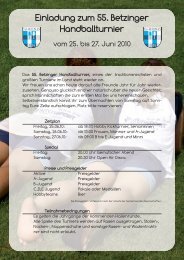 Einladung zum 55. Betzinger Handballturnier