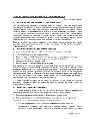 LECCIONES APRENDIDAS DE LOS CASOS ... - HDRNet