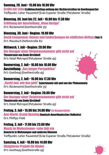 Leher Kultursommer 2015 - Das ganze Programm