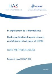 Le déploiement de la bientraitance - Note méthodologique - FORAP