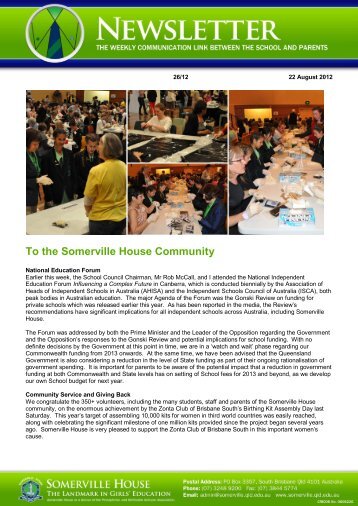 To the Somerville House Community 03/1