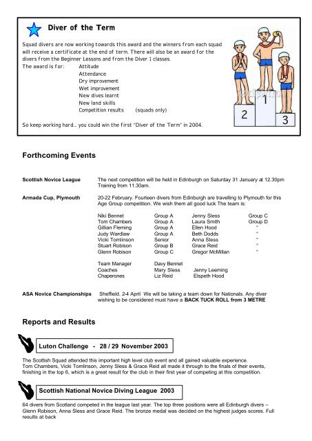 NEWSLETTER - Edinburgh Diving Club