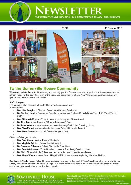 To the Somerville House Community 03/1