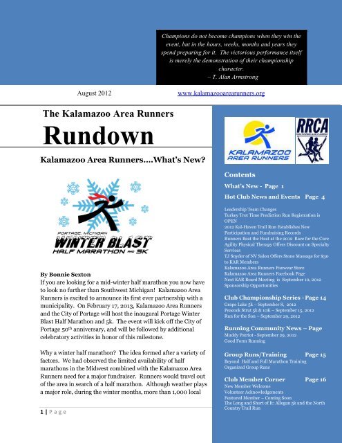 the August 2012 Edition - Kalamazoo Area Runners