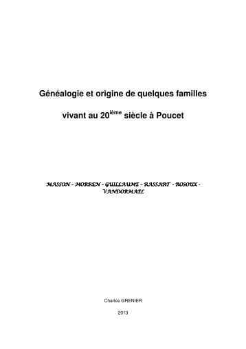 GENEALOGIE ET ORIGINE DE QUELQUES FAMILLES VIVANT AU ...