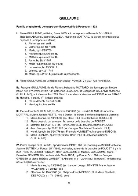 GENEALOGIE ET ORIGINE DE QUELQUES FAMILLES VIVANT AU ...