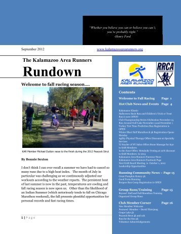 Rundown - Kalamazoo Area Runners