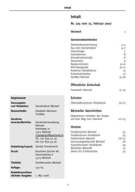 Heft - Nr. 125 - Bäriswil
