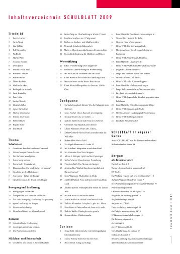 Inhaltsverzeichnis SCHULBLATT 2009 - alv