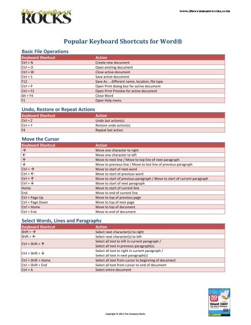 word shortcut to end of document word shortcut to end of document