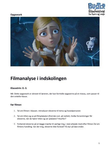 Opgaveark til filmanalyse i indskolingen - Buster.dk