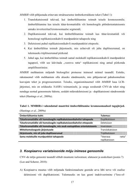 Inimese DNA koopiaarvu variatsioonid: nende tekkemehhanismid ja ...