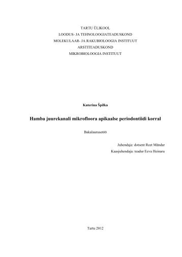 Hamba juurekanali mikrofloora apikaalse periodontiidi korral