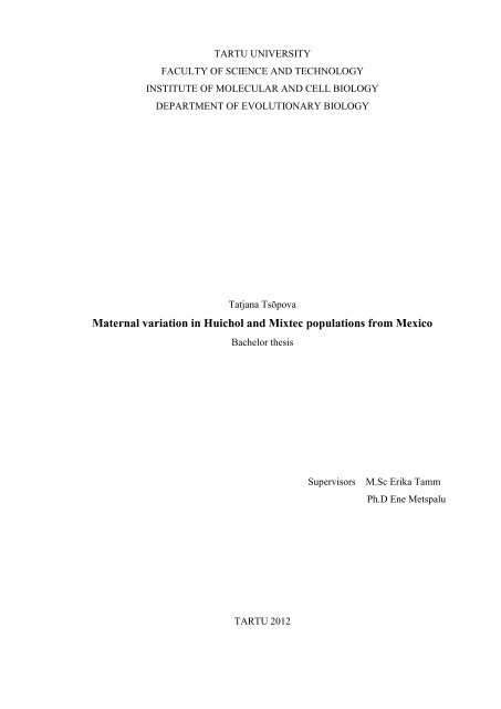 Maternal variation in Huichol and Mixtec populations from Mexico